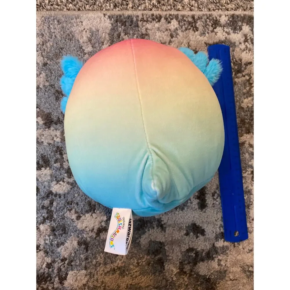 Squishmallows Official 10' Aika the Winking Gradient Rainbow Striped Axolotl